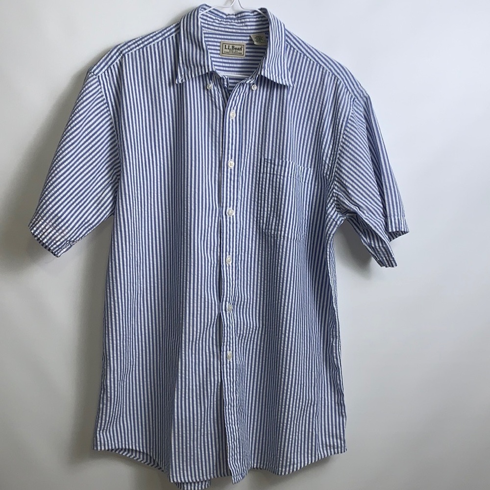 L.L.bean men's stripes blue shirt Size M